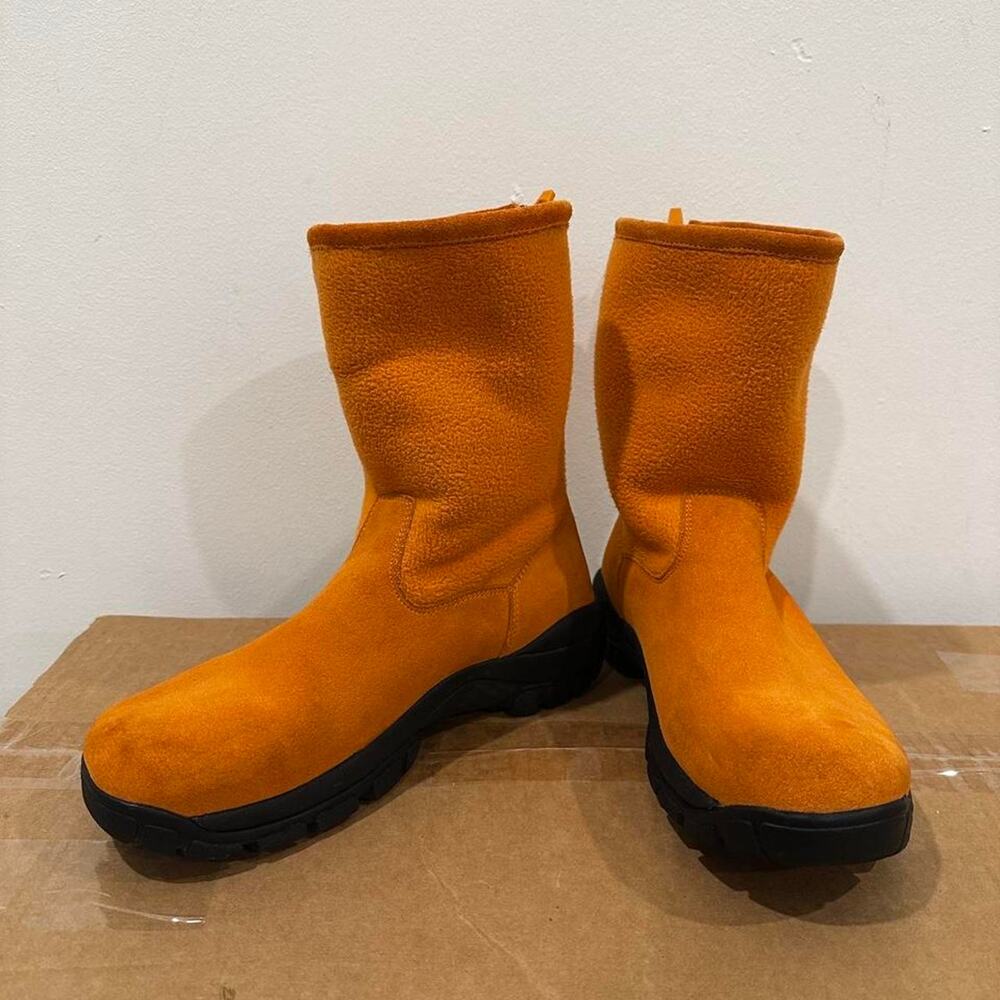 Lands end orange suede and fleece women's mid calf winter boots size 7.5